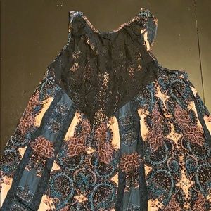 Free People Count Me In Trapeze top Black combo